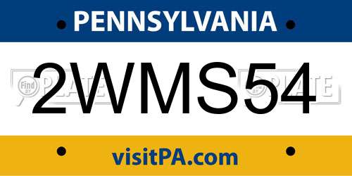 2WMS54 Pennsylvania License Plate