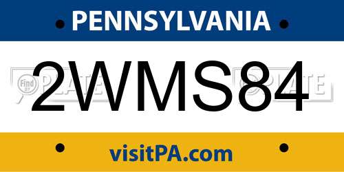 2WMS84 Pennsylvania License Plate