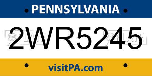 2WR5245 Pennsylvania License Plate