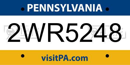 2WR5248 Pennsylvania License Plate