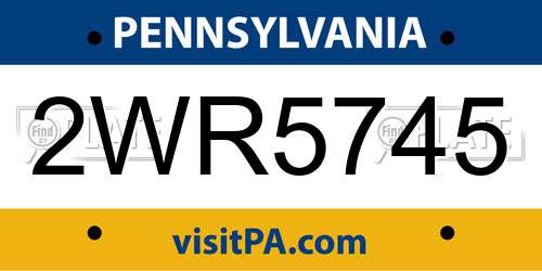 2WR5745 Pennsylvania License Plate