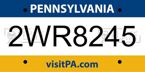 2WR8245 Pennsylvania License Plate