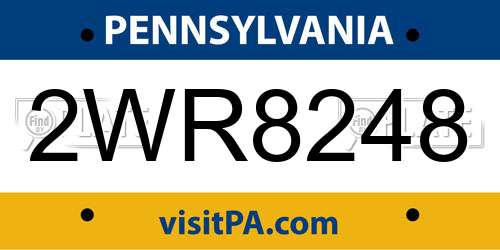 2WR8248 Pennsylvania License Plate
