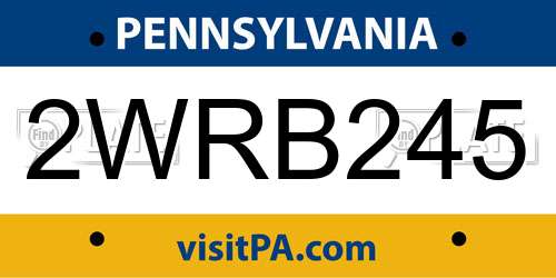 2WRB245 Pennsylvania License Plate