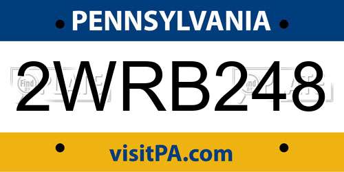 2WRB248 Pennsylvania License Plate