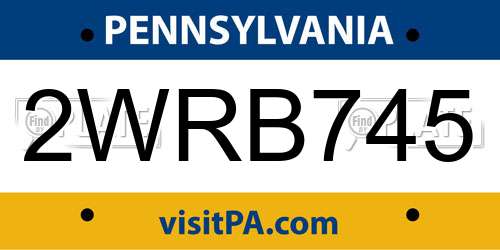 2WRB745 Pennsylvania License Plate