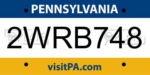 2WRB748 Pennsylvania License Plate