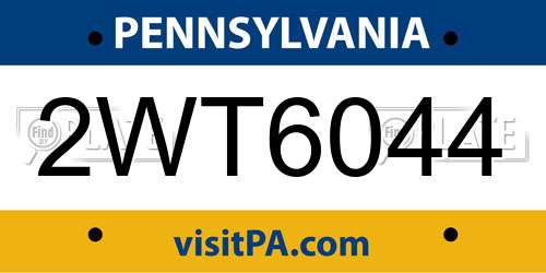 2WT6044 Pennsylvania License Plate