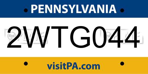 2WTG044 Pennsylvania License Plate