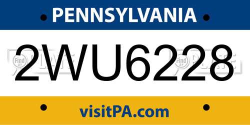 2WU6228 Pennsylvania License Plate
