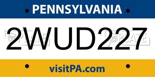 2WUD227 Pennsylvania License Plate
