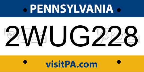 2WUG228 Pennsylvania License Plate