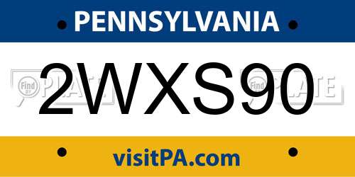 2WXS90 Pennsylvania License Plate
