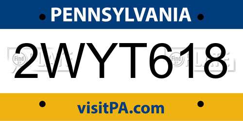 2WYT618 Pennsylvania License Plate