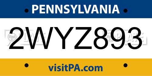 2WYZ893 Pennsylvania License Plate
