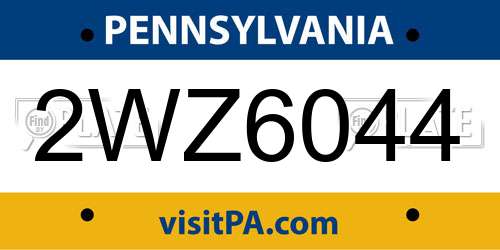 2WZ6044 Pennsylvania License Plate