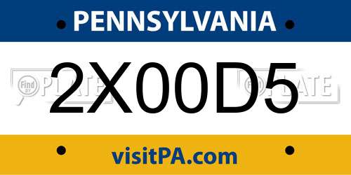 2X00D5 Pennsylvania License Plate