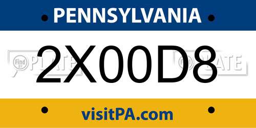 2X00D8 Pennsylvania License Plate