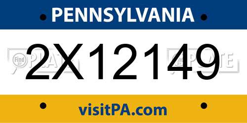 2X12149 Pennsylvania License Plate