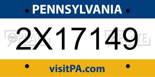 2X17149 Pennsylvania License Plate
