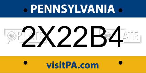 2X22B4 Pennsylvania License Plate