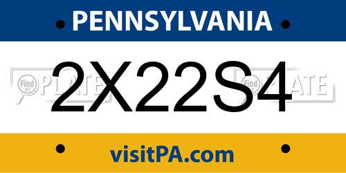 2X22S4 Pennsylvania License Plate