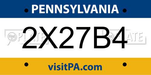 2X27B4 Pennsylvania License Plate