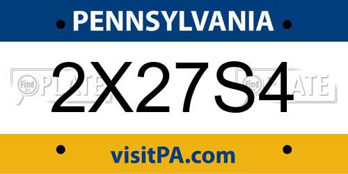 2X27S4 Pennsylvania License Plate