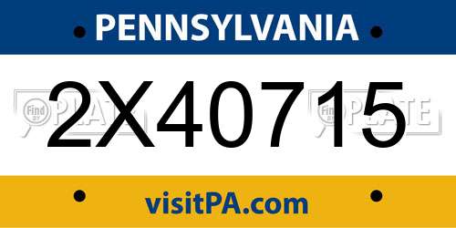 2X40715 Pennsylvania License Plate