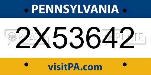 2X53642 Pennsylvania License Plate