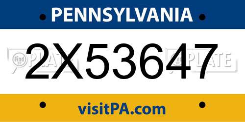 2X53647 Pennsylvania License Plate