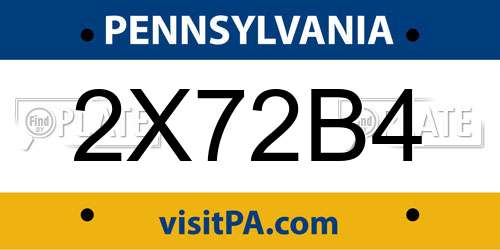 2X72B4 Pennsylvania License Plate