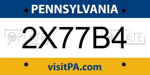 2X77B4 Pennsylvania License Plate