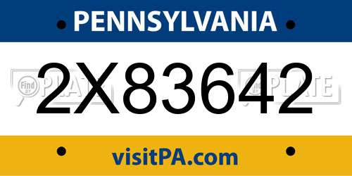2X83642 Pennsylvania License Plate