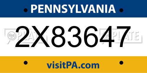 2X83647 Pennsylvania License Plate