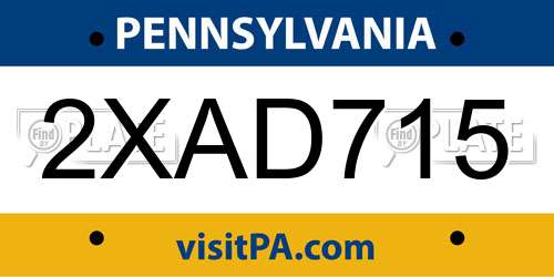 2XAD715 Pennsylvania License Plate