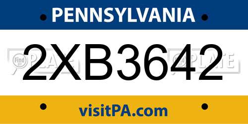 2XB3642 Pennsylvania License Plate