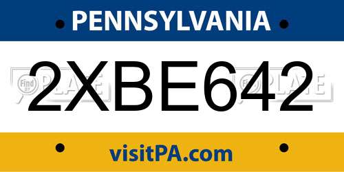 2XBE642 Pennsylvania License Plate