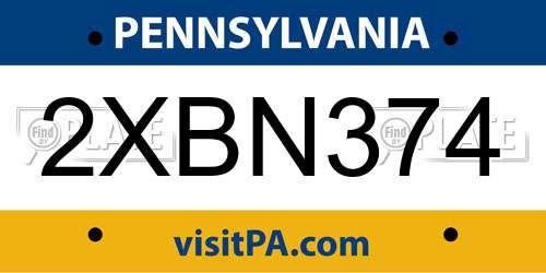 2XBN374 Pennsylvania License Plate