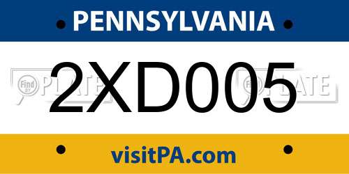 2XD005 Pennsylvania License Plate