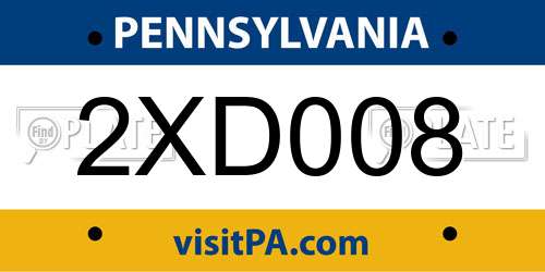 2XD008 Pennsylvania License Plate