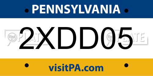 2XDD05 Pennsylvania License Plate