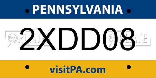 2XDD08 Pennsylvania License Plate