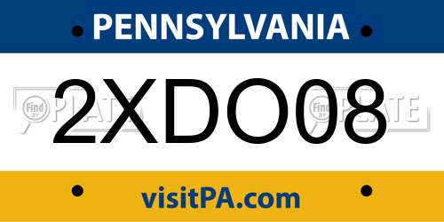 2XDO08 Pennsylvania License Plate