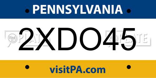 2XDO45 Pennsylvania License Plate