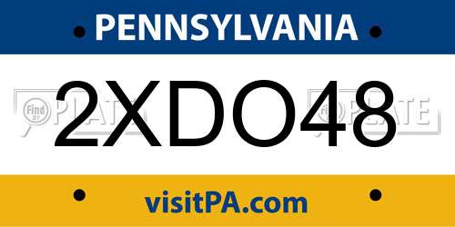 2XDO48 Pennsylvania License Plate