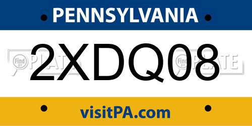 2XDQ08 Pennsylvania License Plate