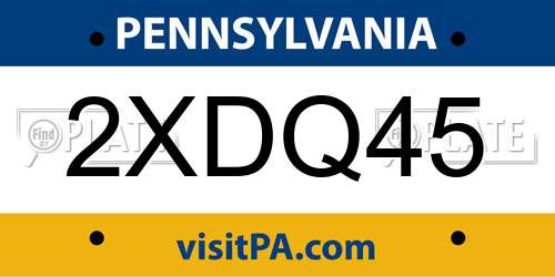 2XDQ45 Pennsylvania License Plate