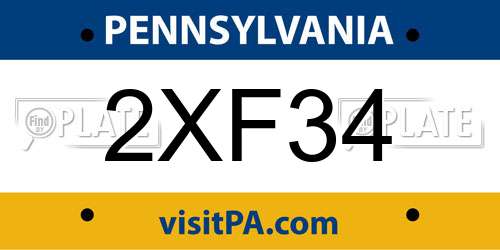 2XF34 Pennsylvania License Plate
