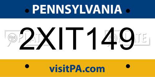 2XIT149 Pennsylvania License Plate